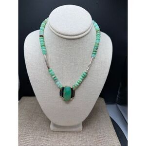 Jay King Green Gemstone & Sterling Silver Beaded Necklace